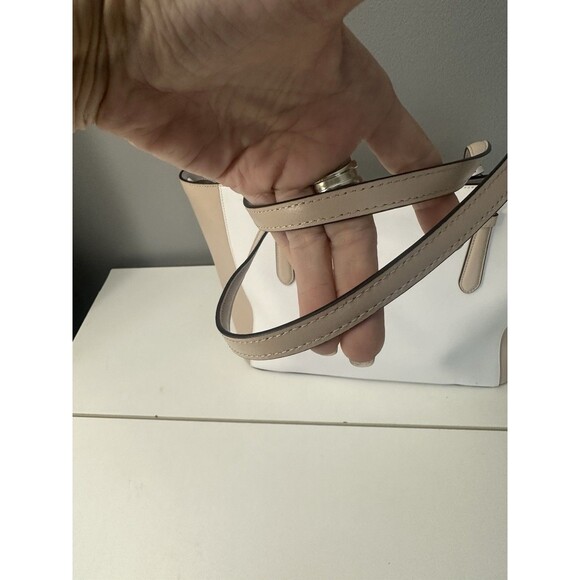 KATE SPADE Two Tone Large Tote Tab White Purse Double Handle Shoulder Bag EUC - Picture 6 of 9